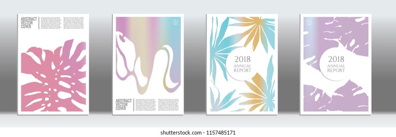 Holographic cover. Exotic flyer on rainbow background.  Liquid design. Brochure foil design. Holo backdrop. Stylish vector cover design.  Abstract gradient retro texture.