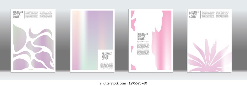 Holographic cover. Exotic flyer on rainbow background.  Fluid poster design.  Brochure foil design. Holographic backdrop. Stylish vector cover design.  Abstract gradient vintage texture.