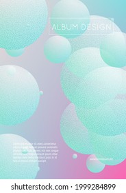 Holographic cover with fluid and halftone dots texture. Geometric shapes on gradient background. Modern template for banner, flyer, annual report, brochure. Minimal holographic cover in neon colors.