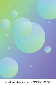 Holographic cover with fluid and halftone dots texture. Geometric shapes on gradient background. Modern template for banner, flyer, annual report, brochure. Minimal holographic cover in neon colors.