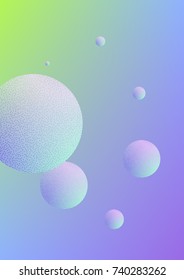 Holographic cover with fluid and halftone dots texture. Geometric shapes on gradient background. Modern template for banner, flyer, annual report, brochure. Minimal holographic cover in neon colors.