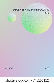 Holographic cover with fluid and halftone dots texture. Geometric shapes on gradient background. Modern template for banner, flyer, annual report, brochure. Minimal holographic cover in neon colors.