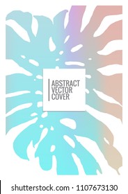 Holographic cover. Iridescent geometric minimal brochure. Holo retro background. Foil simple flyer. Exotic plants backdrop. Fun fluid backdrop. Geometric retro brochure. Foil card.