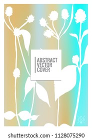 Holographic cover. Iridescent geometric minimal brochure. Holo retro background. Foil simple flyer. Exotic plants backdrop. Fun fluid backdrop. Geometric retro brochure. Foil card.