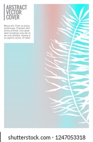 Holographic cover. Iridescent geometric minimal brochure. Holo retro background. Foil simple flyer. Exotic plants backdrop. Fun fluid backdrop. Geometric retro brochure. Foil card.