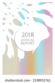 Holographic cover. Iridescent geometric minimal brochure. Holo retro background. Foil simple flyer. Exotic plants backdrop. Fun fluid backdrop. Geometric retro brochure. Foil card.