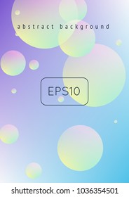 Holographic cover with radial fluid. Geometric shape on gradient background. Modern hipster template for placard, presentation, banner, flyer, report, brochure. Minimal holographic cover, neon colors.
