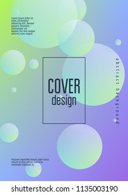 Holographic cover with radial fluid. Geometric shape on gradient background. Modern hipster template for placard, presentation, banner, flyer, report, brochure. Minimal holographic cover, neon colors.