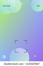 Holographic cover with radial fluid. Geometric shape on gradient background. Modern hipster template for placard, presentation, banner, flyer, report, brochure. Minimal holographic cover, neon colors.