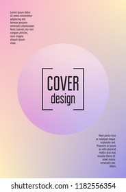 Holographic cover with radial fluid. Geometric shapes on gradient background. Modern hipster template for placard, presentation, banner, flyer, brochure. Minimal holographic cover in neon colors.