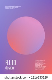 Holographic cover with radial fluid. Geometric shapes on gradient background. Modern hipster template for placard, presentation, banner, flyer, brochure. Minimal holographic cover in neon colors.