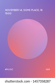 Holographic cover with radial fluid. Geometric shapes on gradient background. Modern hipster template for placard, presentation, banner, flyer, brochure. Minimal holographic cover in neon colors.
