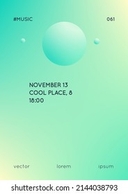Holographic cover with radial fluid. Geometric shape on gradient background. Modern hipster template for placard, presentation, banner, flyer, report, brochure. Minimal holographic cover, neon colors.