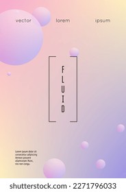 Holographic cover with radial fluid. Geometric shape on gradient background. Modern hipster template for placard, presentation, banner, flyer, report, brochure. Minimal holographic cover, neon colors.