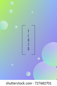 Holographic cover with radial fluid. Geometric shape on gradient background. Modern hipster template for placard, presentation, banner, flyer, report, brochure. Minimal holographic cover, neon colors.