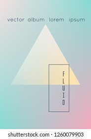 Holographic cover with triangle fluid. Geometric shapes on gradient background. Modern hipster template for placard, presentation, banner, flyer, brochure. Minimal holographic cover in neon colors.