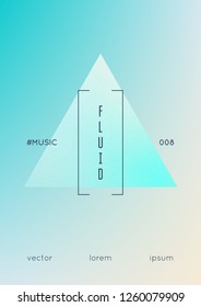 Holographic cover with triangle fluid. Geometric shapes on gradient background. Modern hipster template for placard, presentation, banner, flyer, brochure. Minimal holographic cover in neon colors.