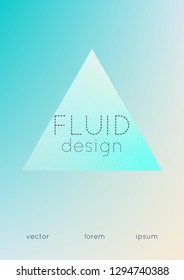 Holographic cover with triangle fluid. Geometric shapes on gradient background. Modern hipster template for placard, presentation, banner, flyer, brochure. Minimal holographic cover in neon colors.