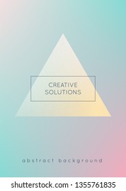 Holographic cover with triangle fluid. Geometric shapes on gradient background. Modern hipster template for placard, presentation, banner, flyer, brochure. Minimal holographic cover in neon colors.