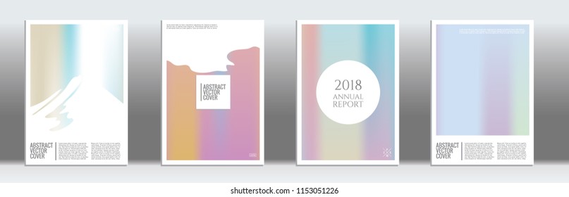 Holographic cover. Tropical flyer on rainbow background.  Liquid design. Brochure template design. Holographic backdrop. Stylish vector cover design.  Abstract gradient retro texture.