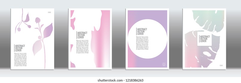 Holographic cover. Tropical flyer on rainbow background.  Fluid poster design.  Brochure foil design. Holographic backdrop. Stylish vector cover design.  Abstract gradient vintage texture.
