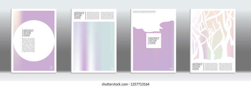 Holographic cover. Tropical flyer on rainbow background.  Fluid poster design.  Brochure foil design. Holo backdrop. Stylish vector cover design.  Abstract gradient retro texture.