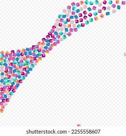 Holographic Cube Vector Transparent Background. Iridescent Abstract Polygon Brochure. Structure Confetti Template. Rainbow Element Graphic Wallpaper.