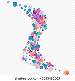 Holographic Cube Vector Transparent Background. Gradient Abstract Element Template. Business Confetti Presentation. Bright Block 3d Cover.