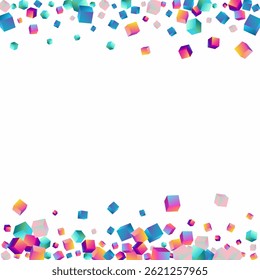 Holographic Cube Vector White Background. Iridescent Abstract Box Template. Style Rhombus Paper. Multicolored Block 3d Presentation. - Powered by Shutterstock - Get 15% off with code: PIKWIZARD15
