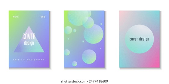 Diseño holográfico. Elegante póster. Póster de degradado. Ilustración brillante futurista. Cartel creativo. Fondo de triángulo de ruido. Conjunto Abstractas Textura Morada. Diseño holográfico violeta