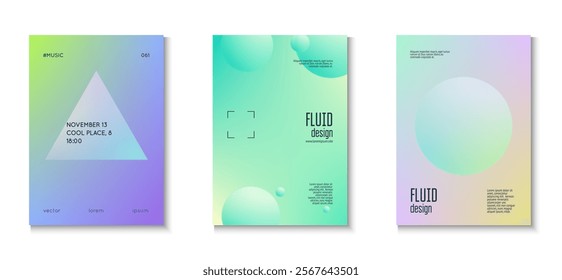 Holographic Design. Gradient Shape. Digital Placard. Multyplying Elegant Poster. Futuristic Neon Collection. Abstract Poster. Blue Triangle Set. Purple Holographic Design