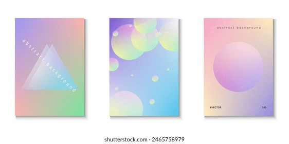 Holographic Design. Grain 3d Shape. Geometric Bright Template. Vibrant Poster. Hipster Placard. Pink Texture Abstract Set. Triangle Poster. Purple Holographic Design