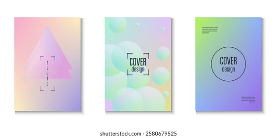 Holographic Design. Hipster Banner. Abstract Background. Astronaut Circle Template. Minimal Poster. Pink Gradient Set. Geometric Creative Poster. Purple Holographic Design