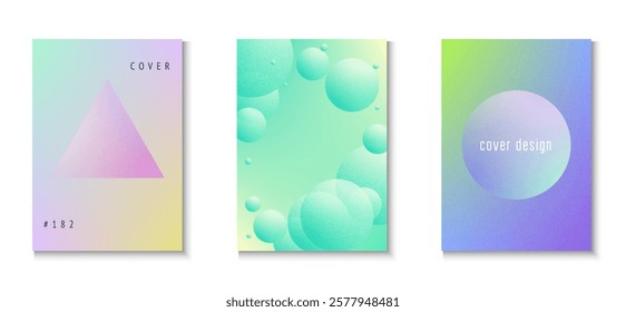 Holographic Design. Multyplying Galaxy Illustration. Vibrant Banner. Grainy Gradient Poster. Elegant Placard. Blue Grain Triangle Set. 3d Shape. Pink Holographic Design