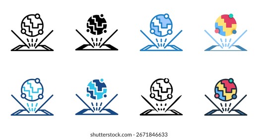 Holographic Display icon set multiple style collection 
