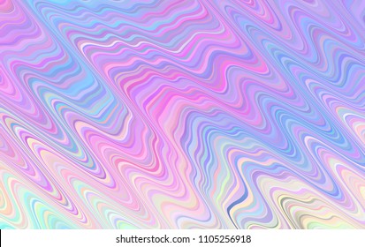 Holographic Distorted Wavy Stripes Vector Background. Vivid Gradient Glitch. Pastel Rainbow Fluid Texture. Psychedelic Color Neon Surface in Cyan, Blue, Pink, Violet, Magenta and Yellow.