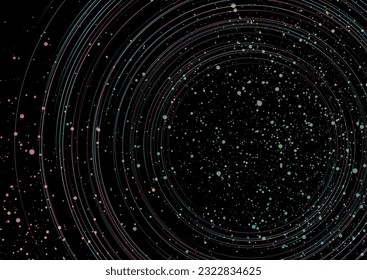 Holographic dots and linear circles abstract tech background. Vector graphic minimal design
