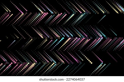 Holographic dotted arrows geometric abstract tech background. Vector art colorful design