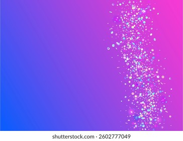 Holographic Effect. Blue Laser Tinsel. Falling Design. Modern Ribbon. Glare Isolated Template. Happy Concept. Carnival Glitter. Transparent Serpentine. Purple Holographic Effect