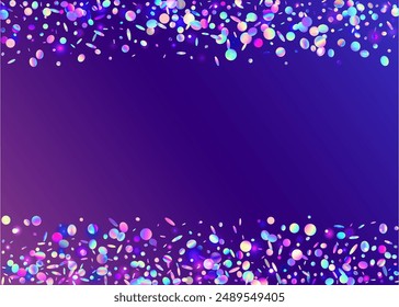 Holographic Effect. Neon Paper. Glare Abstract Illustration. Falling Ribbon. Transparent Confetti. Happy Concept. Modern Poster. Purple Light Serpentine. Blue Holographic Effect