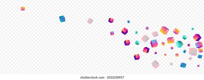 Holographic Element Vector Panoramic Transparent Background. Multicolored Business Polygon Template. Structure Cube Wallpaper. Bright Box 3d Cover.