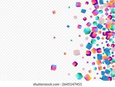 Holographic Element Vector Transparent Background. Gradient Style Rhombus Brochure. Business Cube Presentation. Bright Brick 3d Image.