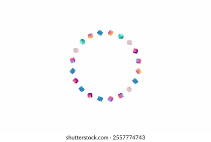 Holographic Element Vector White Background. Multicolored Geometric Block Image. Perspective Polygon Cover. Iridescent Brick Business Presentation.