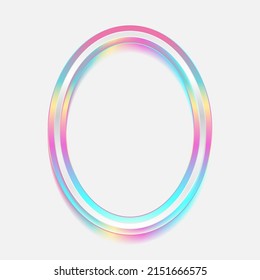 Holographic ellipse frame geometric abstract tech background. Vector art colorful design