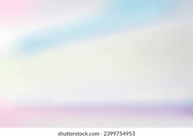 Holographic empty rainbow pastel wall. Vector illustration.
