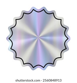 Holographic empty sticker for your text. Hologram wavy circle gradient label. Blank rainbow shiny emblems or tag.