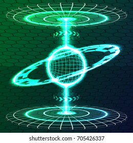 Holographic energy balloon, globe, abstraction, technology. Vector illustration.