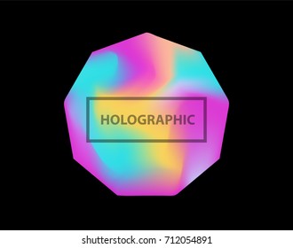 Holographic enneagon on dark background. Logotype template.