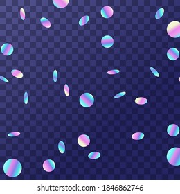 Holographic falling confetti glitters isolated on transparent background