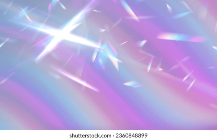La caída holográfica de los proyectiles de confeti se aísla sobre un fondo transparente. Patrón de refracción de luz transparente para agregar efectos a fondos y objetos. Ilustración vectorial.	